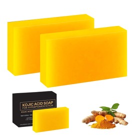 Okaywork 2pcs kojic acid soap turmeric soap bar whitening soap Naturseife Kurkuma-Seife Entferner Dunkler Flecken für Gesicht&Körper Badeseife, Vitamin-C Seife Stück für Hyperpigmentierung Aufhellend