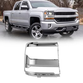 Winjet Headlamp Trim Bezel For 2016 2017 2018 Chevy Silverado 1500, Chrome Headlight Headlamp Trim Bezel Cover, Pickup Truck Chrome Finish Replacement Assembly, Right Passenger Side