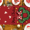Seliem Merry Christmas Mouse Wreath Table Runner, Xmas Red Polka
