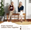 Tangkula Outdoor Acacia Wood Bench, Set of 2 Backless Patio