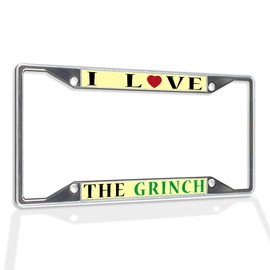 Fastasticdeals Metal Insert License Plate Frame I Love The Grinch A Weatherproof Car Accessories Chrome 4 Holes Solid Insert