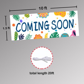 Coming Soon Banner,Updated Oxford Open Soon Large Banner for Outdoor Indoor Store Signs, Shop, Store Display,White Oxford Cloth -10x1.5 Feet