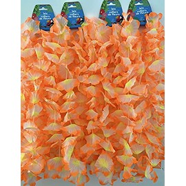 CABE Hawaiian Leis 12pc Party Favors Tropical Necklace Silk Flower Lei bundle with Luau Banner TM for Luau Beach Birthday Party Decorations and Party Supplies