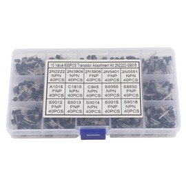 600PCS 15 Kinds Transistor Transistor Kit 3 Pins Transistor Triple Pole Tube Small Signal Transistor Electronic Components Everyday Bag Assortment Box Kit