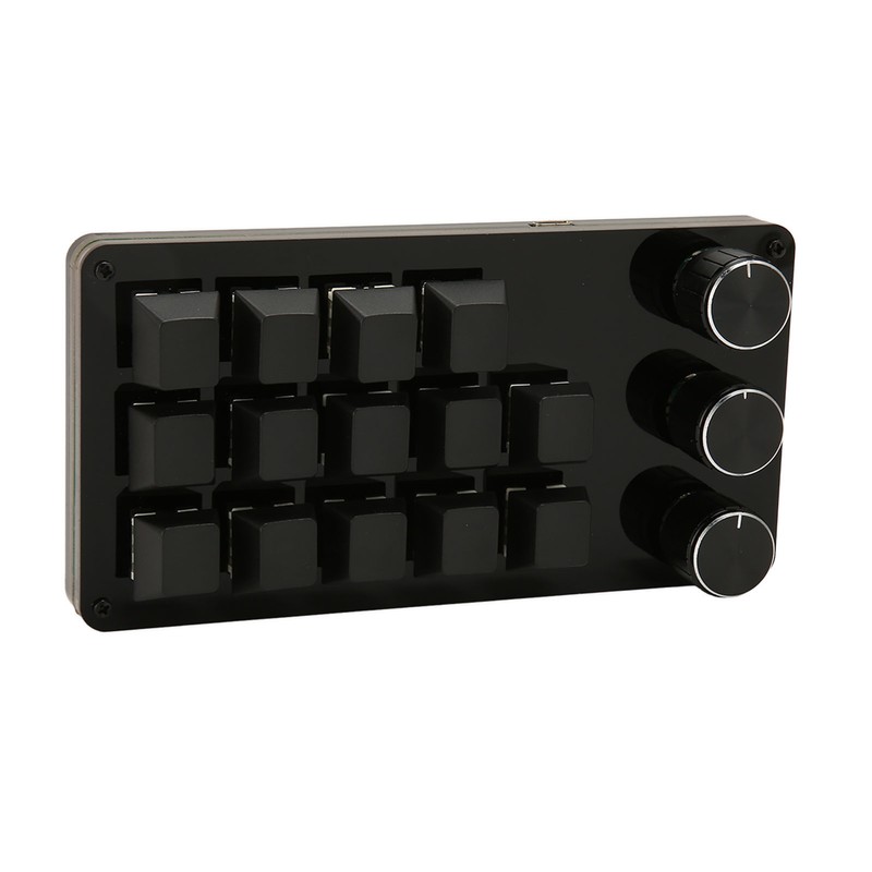 Mini Custom Keypad 14 Keys 3 Knobs Programmable Blue Switch