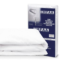 IMFAA 100% Waterproof Cot Mattress Protector - 15 Cm Deep Stretch Skirt – Cot (60x120) Cm Terry Towel Mattress Topper – Anti Allergy and Breathable Fitted Mattress Cover. (Cot(60x120+15) Cm)