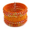 Avalaya Bohemian Wide Beaded Cuff Bangle with Sequin (Pumpkin Orange)