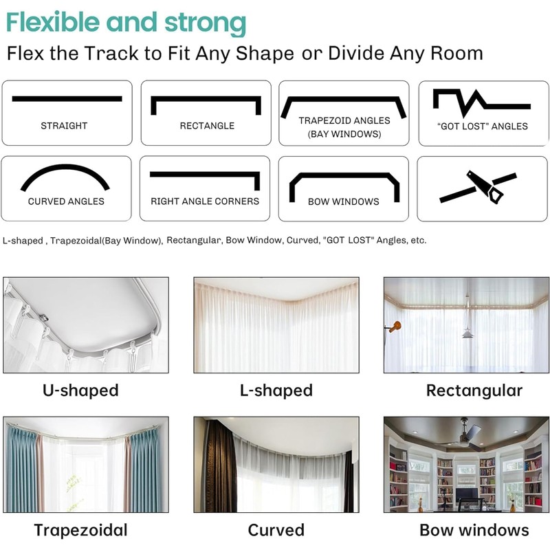 Room Divider Curtains Flexible Ceiling Tracks Set Curtain Track Ceiling