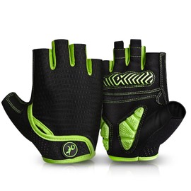 Moreok Cycling Gloves for Men and Women, 5 mm SBR Gel Shock-Absorbing Half Finger Breathable Non-Slip Cycling Gloves MTB Gloves, yellow, l