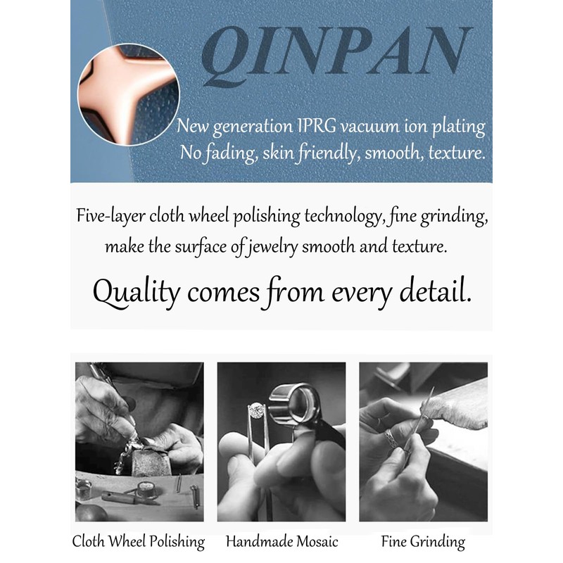 Qinpan Gold Plated Five Leaf Clover Rings and Dangle Earrings