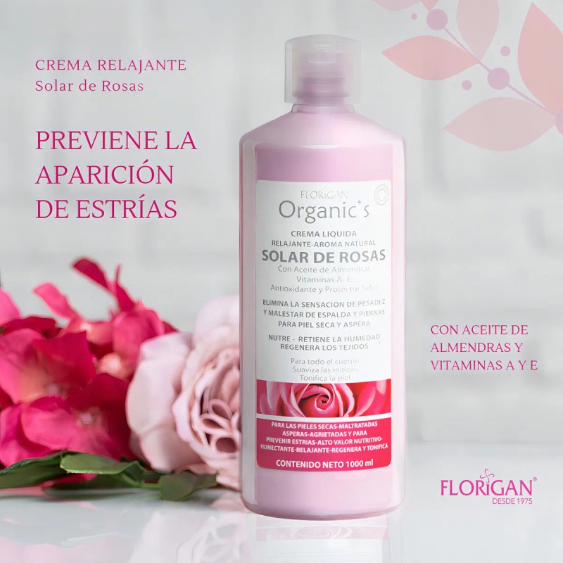 Crema relajante solar de rosas Florigan Organic's con aceite de