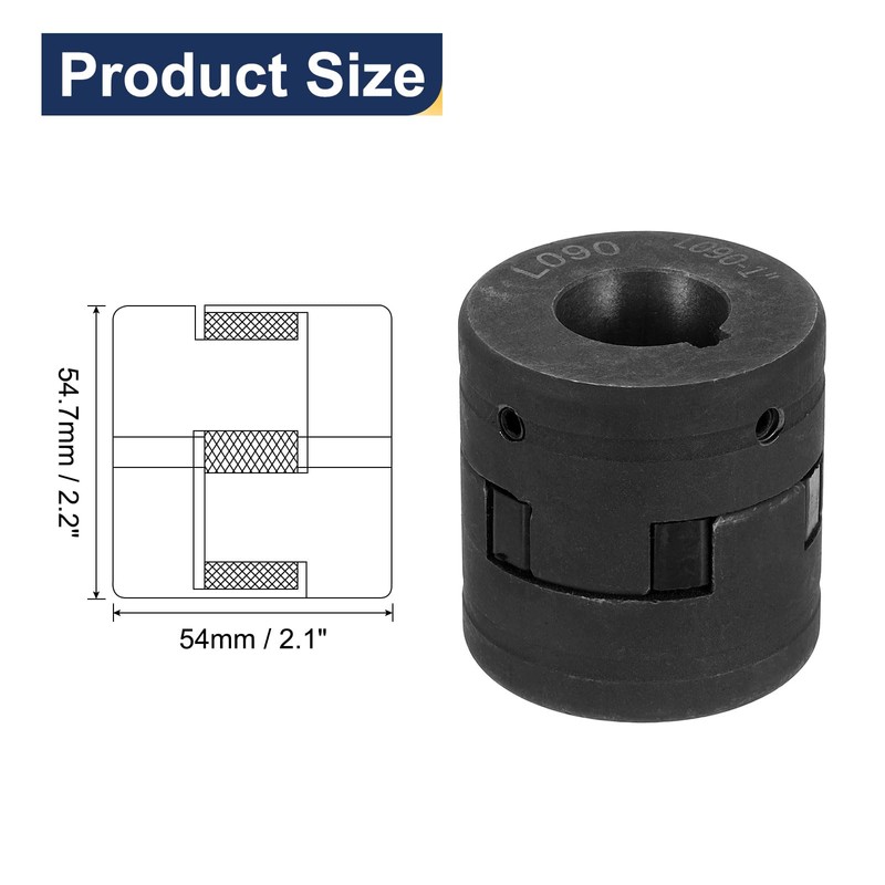 uxcell 1/2" to 1" L090 Flexible 3-Piece L-Jaw Coupling Coupler