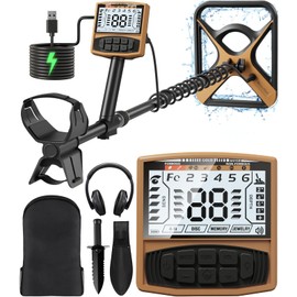 DetectTrek Metal Detector for Adults Rechargeable, 11" Professional Metal Detector for Gold & Silver, High Accuracy Waterproof Design, 5 Modes, Christmas Stocking Stuffers Gifts for Men/Dad, M55,Brown