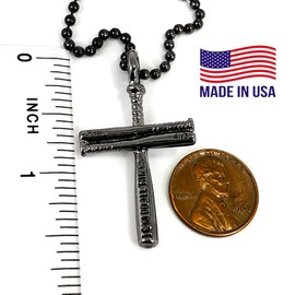 FORGIVEN JEWELRY Phil 4:13 Baseball Bat Cross Gunmetal Color Finish Necklace Small (clbgnbc) I can do All Things