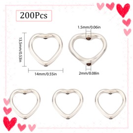 SUNNYCLUE 1 Box 200Pcs Heart Bead Frames Hollow Heart Beads Heart Connector Charms Love Linking Rings Tibetan Style Alloy Bead Frame for Jewelry Making DIY Bracelet Necklace Earring Beads Crafts