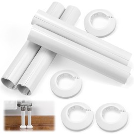 TYBYBB Heater Pipe Cover, Heating Pipe Cover, Pipe Cover for Heating Pipes with 4 Pieces Rosette, Pipes for Radiator Pipes, for Pipe Diameter Less than 22 mm (White)