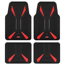 Rubbermaid Car Mat Full Set, Universal Trim-to-Fit Heavy-Duty Car Floor Mats – 4-Piece Set for All Weather Protection – Durable Rubber Mat for Cars, Trucks, SUVs & Vans-Red