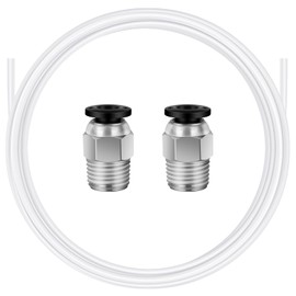 PTFE Tube for 1.75mm Filament, 2M (6.6ft) Bowden Tube 2.5mm ID×4mm OD with 2x PC4-M10 Fittings, Heat-Resistant 260°C for 3D Printers