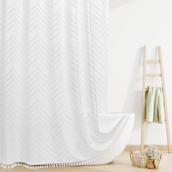 Craidlela Extra Long White Shower Curtain 72 x 84 Inches,