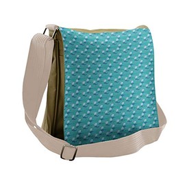 Lunarable Whale Messenger Bag, Marine Mammals on Waves, Unisex Cross-body