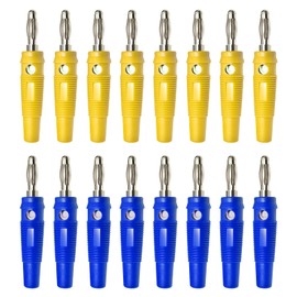 BEELUKY Banana Plugs 16 PCS 4mm Speaker Connectors for Speaker Cable Connectors Home Theater and Sound Systems (Blue/Yellow)