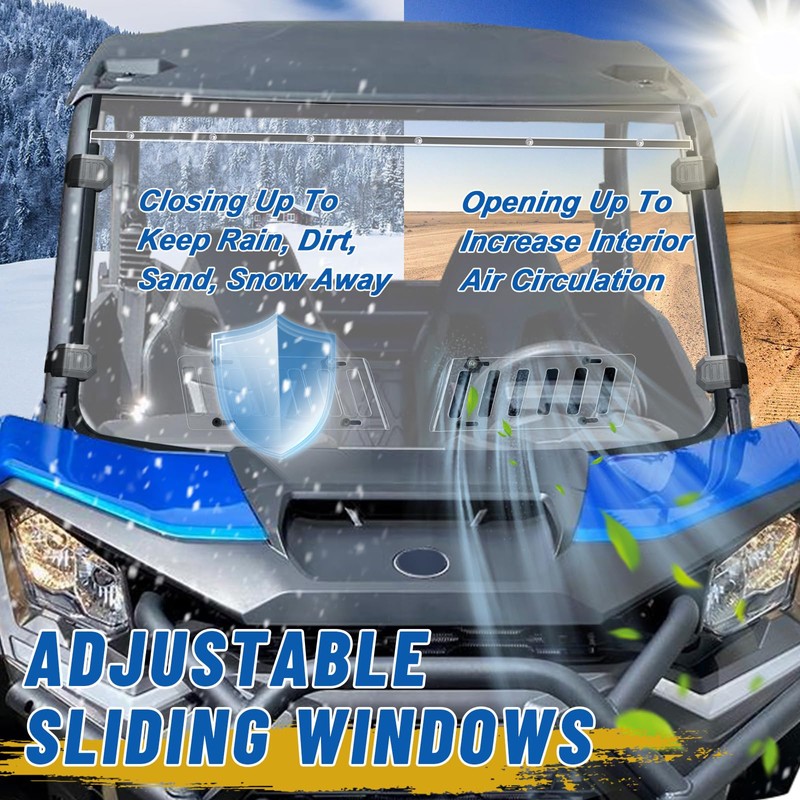 StarknightMT 2021+ Vented Commander Windshield, Commander Sliding Full Window Front