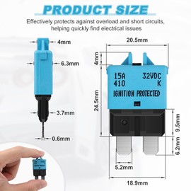 EFUTURETIME Manual Reset Circuit Breaker 32V DC - 5A 10A 15A 20A 25A 30A Manual Resettable Circuit Breaker for Caravan Truck Boats Car Pack of 6