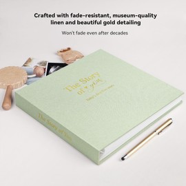 Timeless First 5 Years Keepsake Baby Memory Book for Boy or Girl, Luxury Linen Cover Acid Free Pages, Neutral Baby Journal Milestone Book or Scrapbook, Record the Story of You from Birth to Age 5