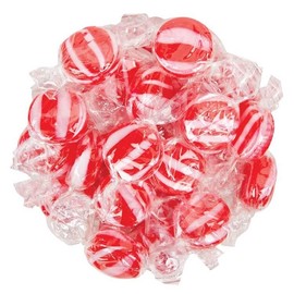 YANKEETRADERS Cinnamon Hard Candy Discs, Red and White Striped, 3 Pound Bulk Bag