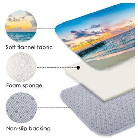 WODEJIA Non-Skid Low Pile Sponge Foam Door Entry Rug for Bathroom Mat,Purple Flowers Separate Tub Shower Skid Proof Rugs, Home 3D Optical Illusion Rug Non Slip Bath Mats 47 x 18 inches