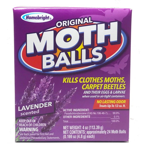 Homebright Moth Balls Lavender Scented 4oz (4pack) (4) Smells Like Lavender