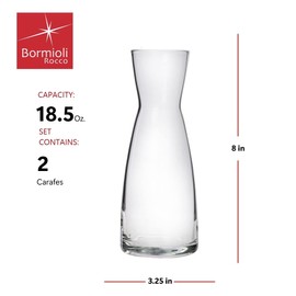 Bormioli Rocco Set Of 2 Ypsilon Carafe, 18.5 Oz. Star Glass Pitcher For Water, Juice, Ice Tea Or Wine, Made in Italy.