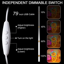 ineonlife Astronaut Milk Tea Cat Neon Sign for Wall Decoration, Dimmable Cat LED Sign, 5V/2A Neon Sign, USB Port for Man Cave Party Bedroom Amusement Park