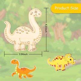 Dinosaur Unfinished Wood Cutouts Dinosaur Wooden Paint Crafts for Kids Home Decoration Ornament Christmas DIY Craft Art Project, 8 Styles (24 Pieces)