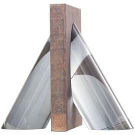 Deco 79 Crystal Geometric Bookends Pyramid Shaped, Set of 2 4" W, 7" H, Silver