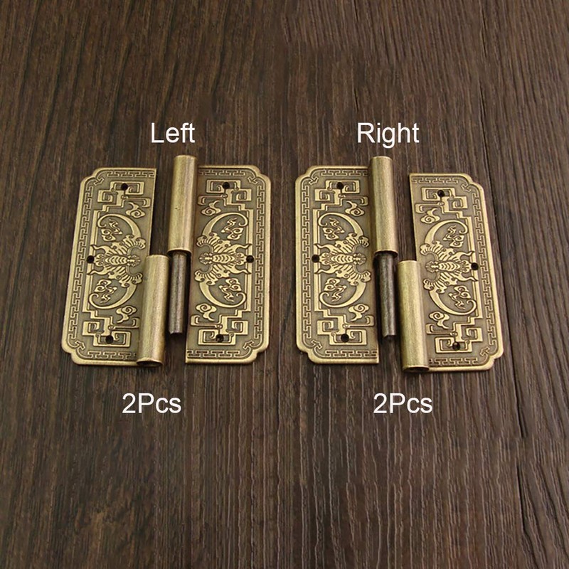 Tiazza 4Pcs Antique Brass Double Doors Hinges Cabinet Drawer Wardrobe