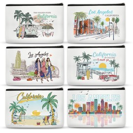 SEAOYOZO 6Pcs California Makeup Bag Gifts for Women California Themed Souvenirs, Travel Vacation Gift Cosmetic Zipper Bag for Her Teacher Mom Sister Friends