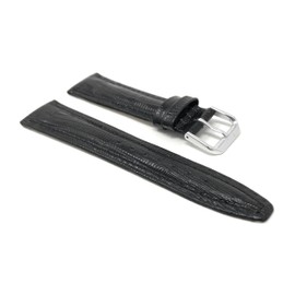 20mm Lizard Style Glossy Black Leather Smartwatch Band Strap fits Skagen Hagen, Signatur, Hald & Many More