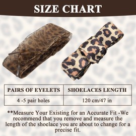 ROBOHOOK 2 Pairs Leopard Shoe Laces, Leopard Print Laces Satin Shoe Ribbon for Sneakers Durable and Suitable for Sneakers Boots and More Making It Easy to Customize Your Look