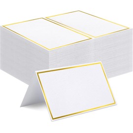 120 Pcs Place Cards, 2x3.5in Blank Fillable Banquet Seat Card with Gold Foil Frame for Table Setting, Escort Card, Wedding Place Cards for Wedding, Table, Dinner Parties