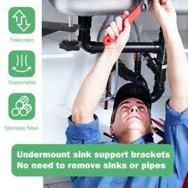 4Pcs Undermount Sink Brackets, Sink Repair Kit, Adjustable Undermount Sink Support, Undermount Kitchen Sink Brackets, for Narrow Cabinet