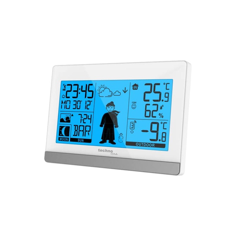 Technoline WS9612 in White with Indoor and Outdoor Temperature, Weather