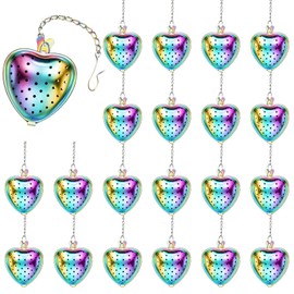 Sumind 25 Pcs Heart Tea Strainer Stainless Steel Ball Infuser Loose Leaf Steeper Interval Diffuser Mesh Filters with Extended Chain Hook for Cup Bottle Tea Party Wedding Bridal Shower (Various)