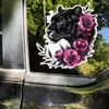 2PC Black Panther & Pink Peony Vinyl Decals 4.72"x5.12" Waterproof,