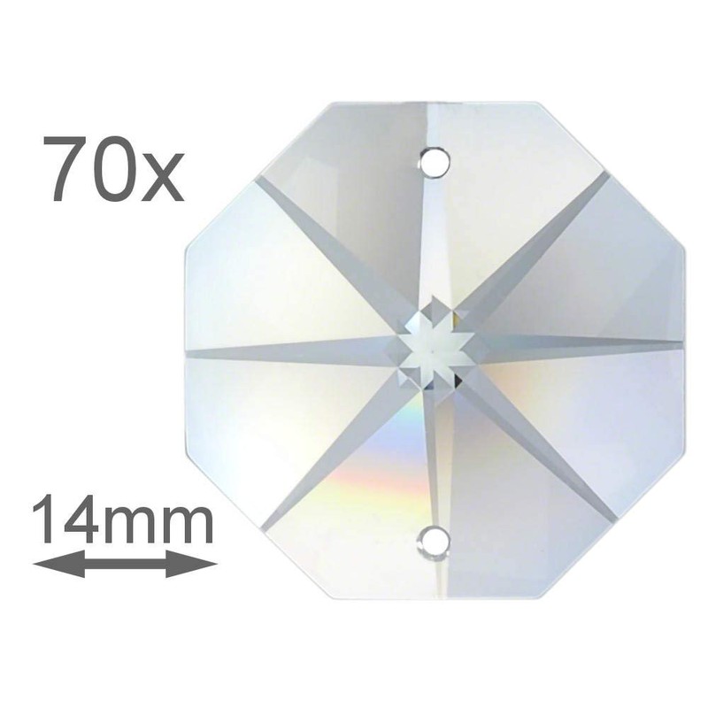 70 x Rainbow Crystal Octagon Star ~ Koppe 14 mm