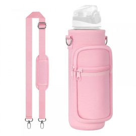 DONGKER Water Bottle Carrier Bag,1L Water Bottle Sling Bag w/Adjustable Shoulder Strap & Phone Pocket for Daily Hiking Travelling Camping