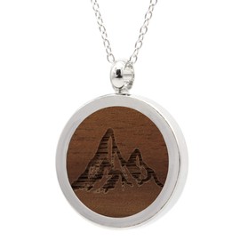 NaturSchatulle Necklace with Pendant Wood Engraving Necklace Wooden Pendant Locket Silver 925 Ladies’ Pendant Amulet Wood Jewellery Charms 50 cm, Silver