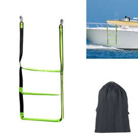 ORLANG 3 Step Boat Rope Ladder,Heavy Duty Marine Rope Ladder,Portable Boarding Rope Ladder, Boat Ladder for Inflatable Boat, Kayak, Motorboat, Canoes,Include Storage Bag (Green)