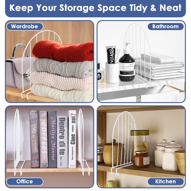 SSAWcasa Tall Shelf Dividers, 8 Pack 12’’ Shelf Dividers for