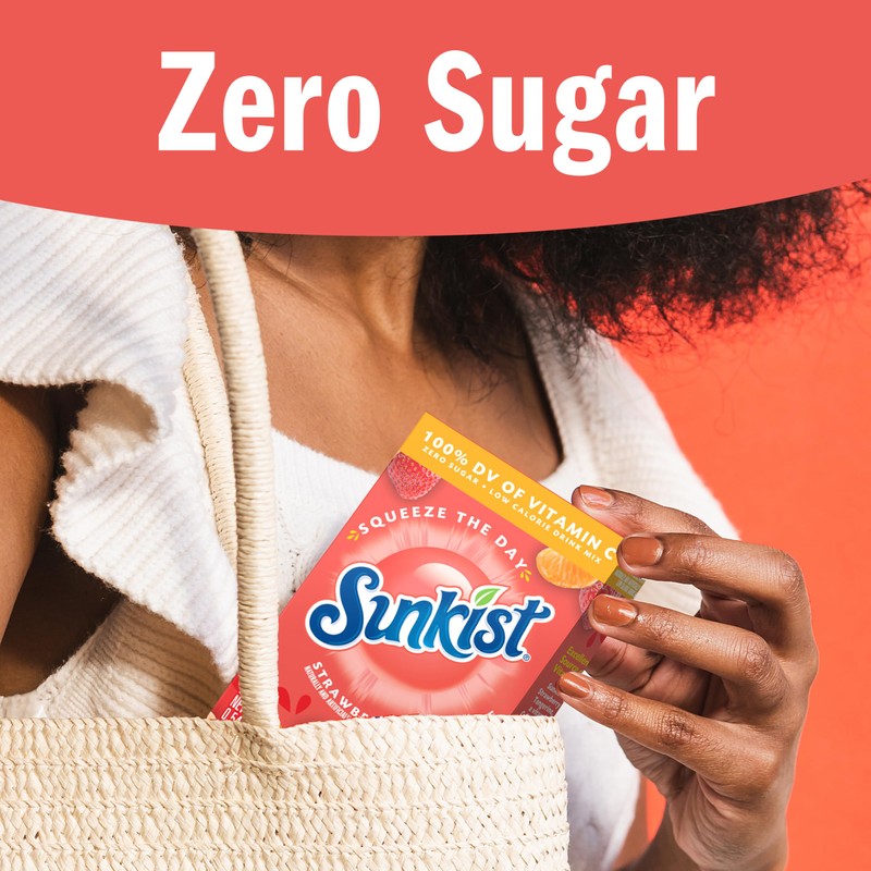 Sunkist Singles to go Drink Mix Packets, Strawberry Tangerine, 6-Count